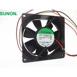 KD1208PTB1 8025 12V 1.7W 3 wire 80mm double ball fan cooling fan SUNON