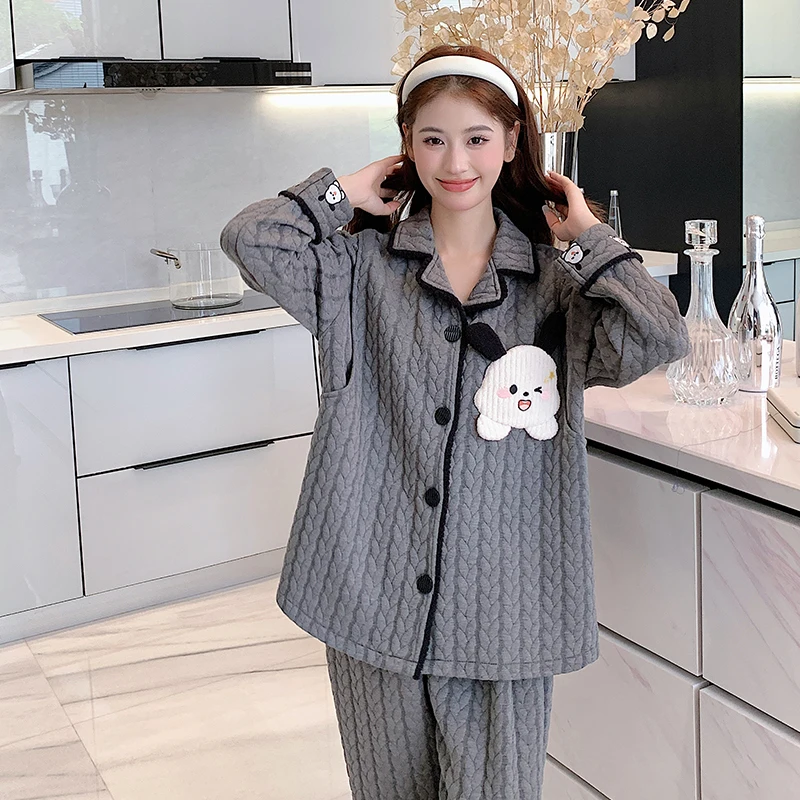 Autumn Winter Cotton Padded Maternity Nursing Sleepwear Sets Cartoon Loose Breastfeeding Pajamas For Pregnant Women Pregnancy