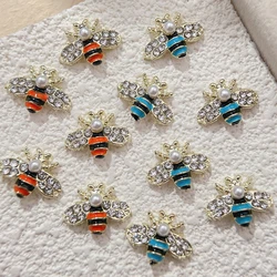 10PCS 3D Luxury Alloy Bee Nail Art Charms Wasp Rhinestone Honeybee Accessories Parts For Nails Decoration Supplies Material Tool
