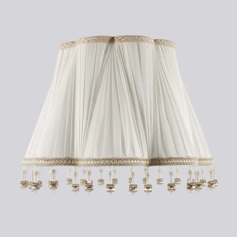 Off-white simulated silk cloth lampshade, new personalized fashion hanging bead cross plum blossom folding lampshade