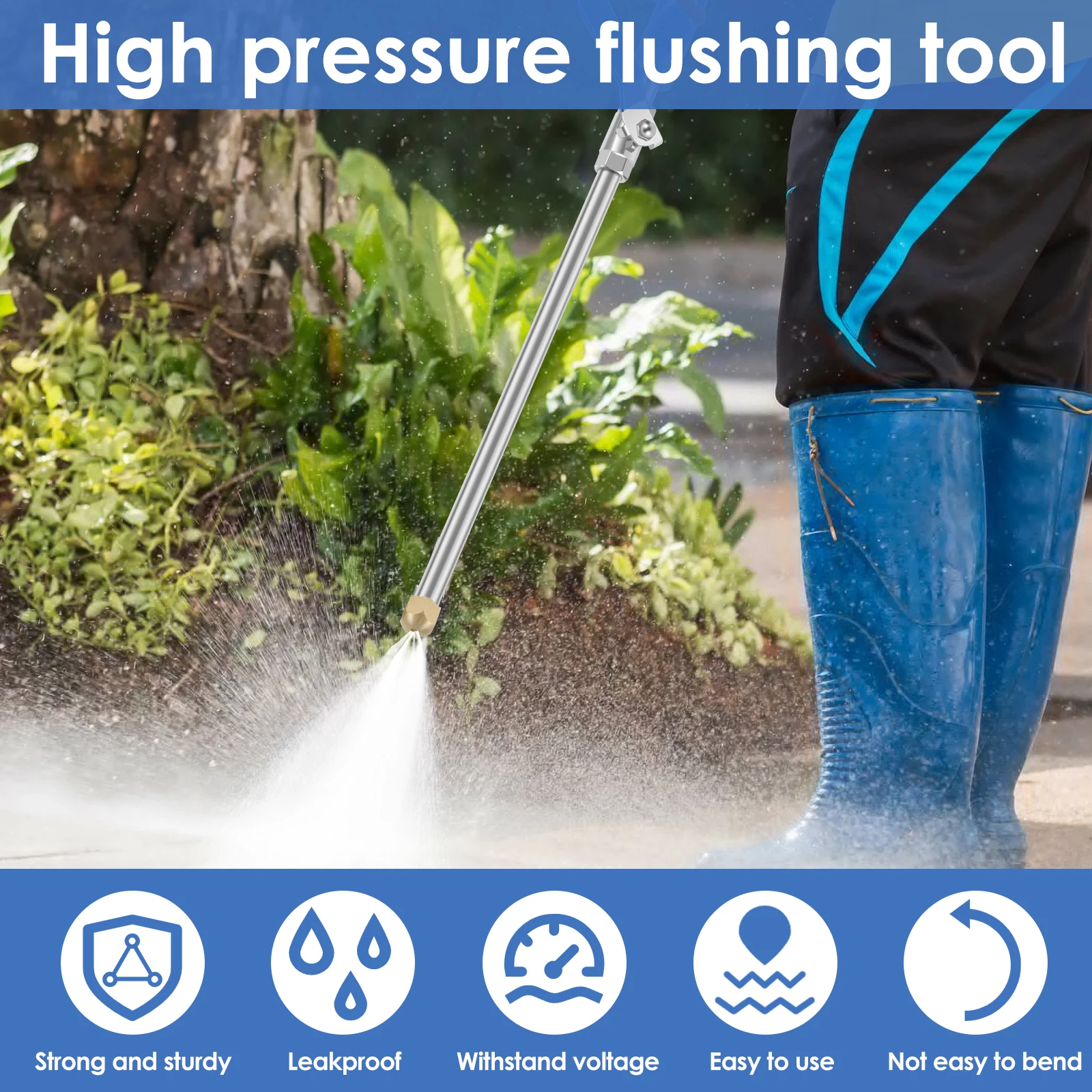 Hydroelectric Jet Washer Lightweight High Pressure Washer Wand with 2 Nozzle Leakproof Garden Hose Cleaning Sprayer Jet