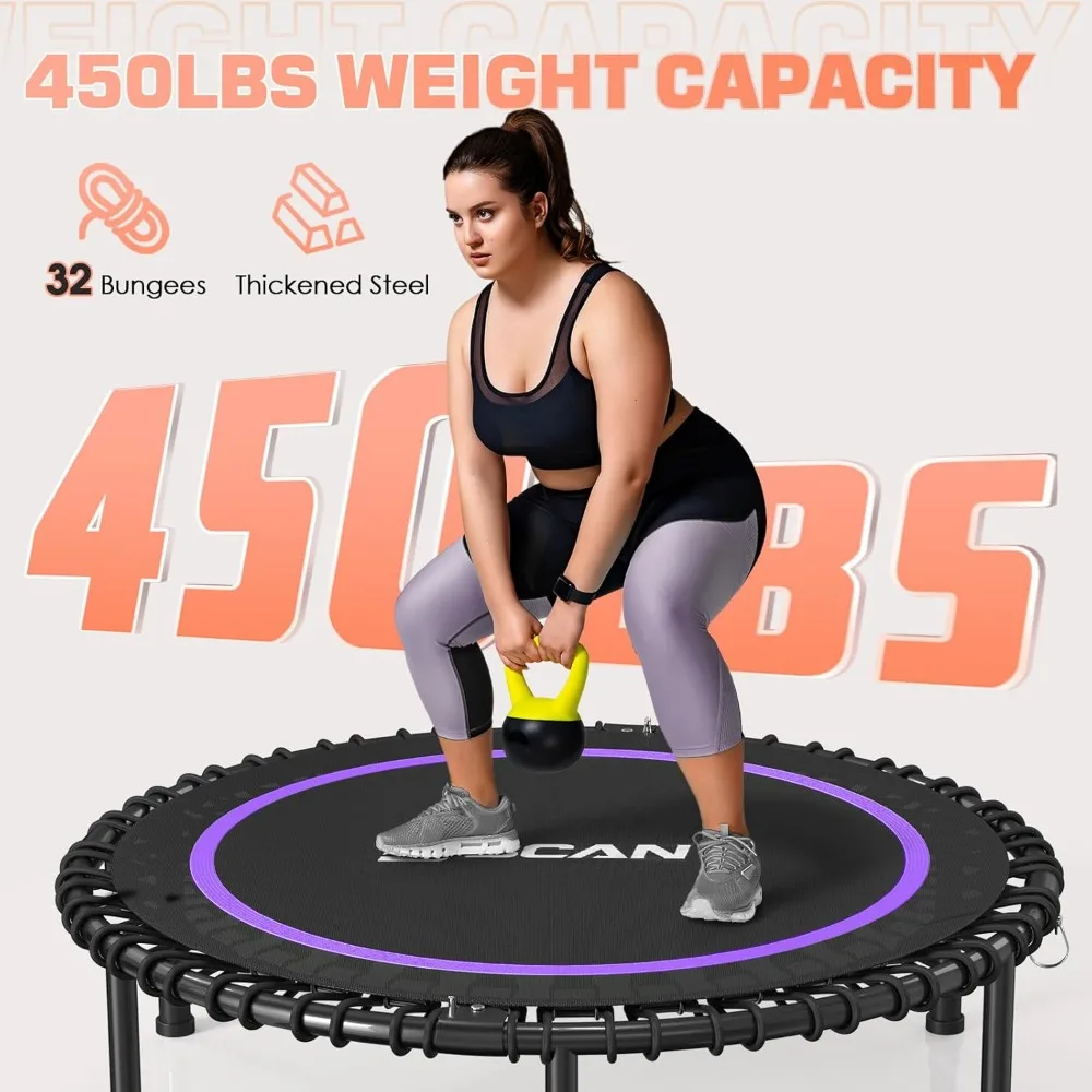 

Foldable mini fitness trampoline, durable bungee jumping, adult exercise bouncer, indoor/garden exercise