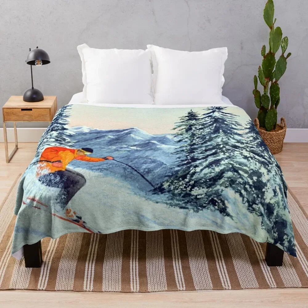 

Skiing - The Clear Leader Throw Blanket Polar Bed linens Furrys Plaid Blankets