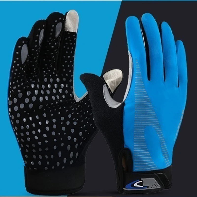 Ice Silk Full Finger Sunscreen Gloves Summer Outdoor Sports Fishing Bicycle Motorcycle Two Finger Touch Screen Riding Gloves