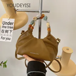 YOUDEYISI Fashion Pleated Women's Bag: All-match One-shoulder Messenger Bag Niche Design High-end Pearl Handbag