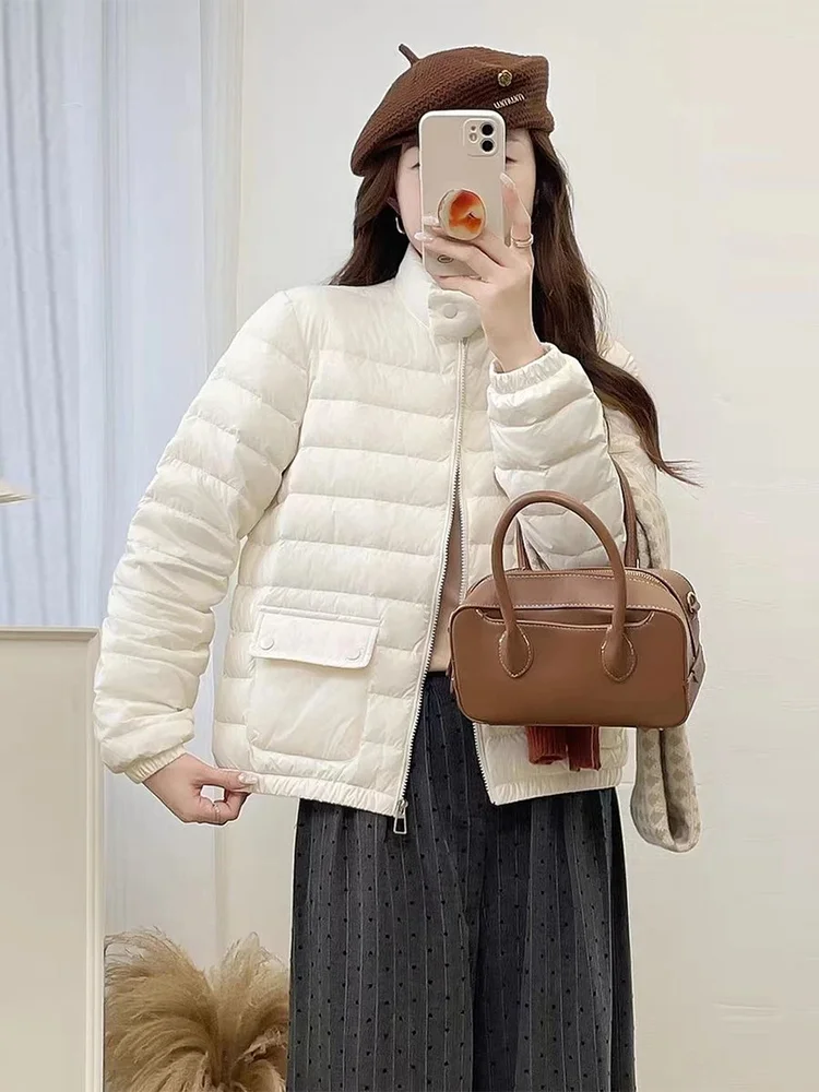 

Lightweight Padded Jaet Women's Casual Sle Cotton down Coat Faionable Loose Fit Korean Version Mid-Length Single Button