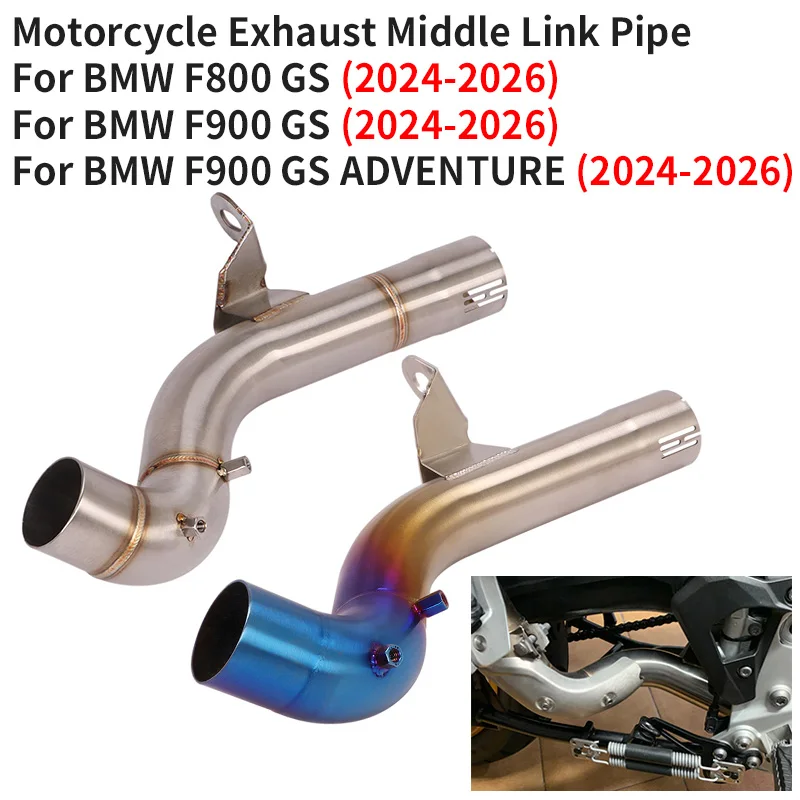 Slip On For BMW F800 F900 GS ADVENTUR 2024 2025 2026 Motorcycle Exhaust System Escape Stainless Steel Middle Mid Link Pipe ﻿