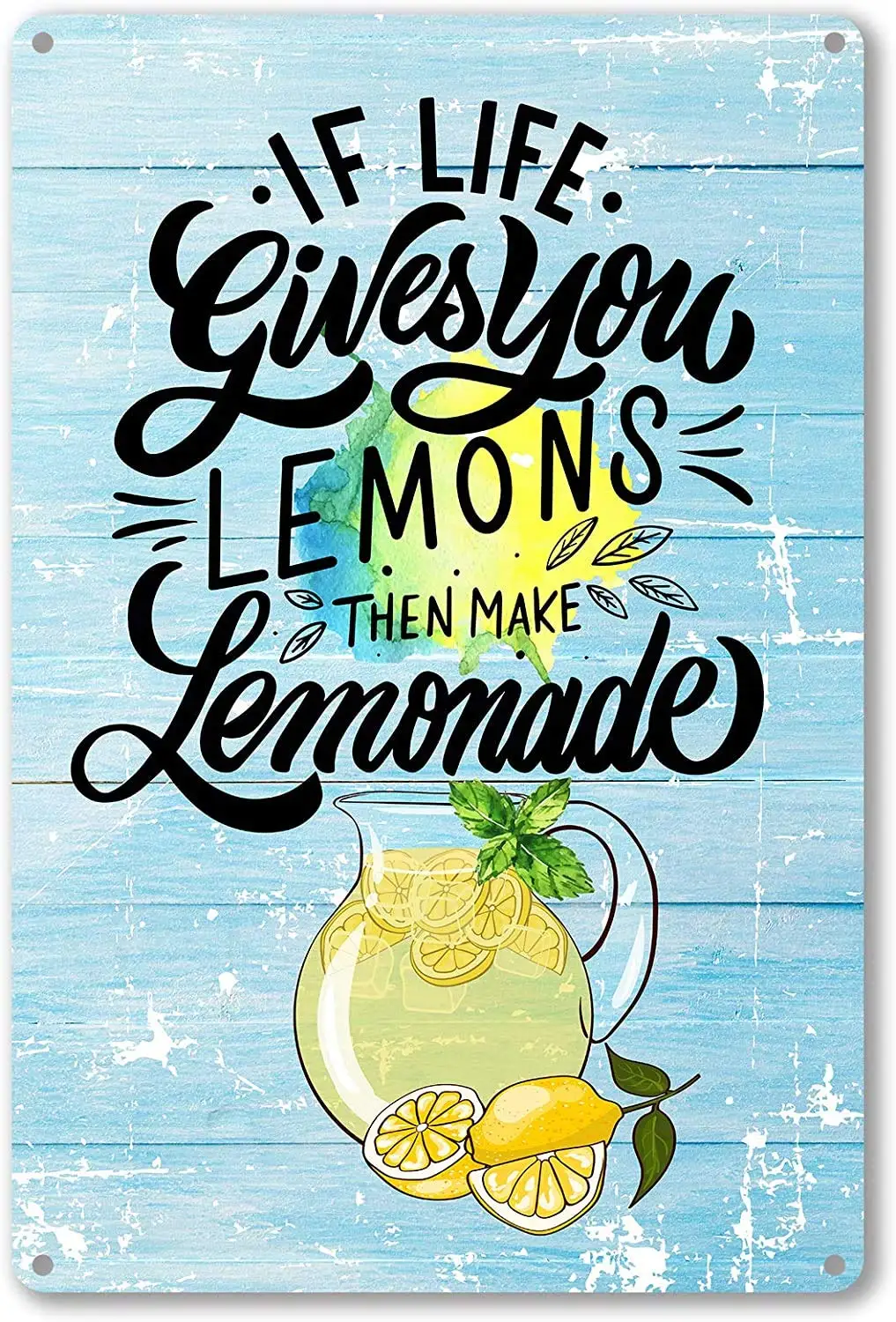 1p,Funny Quote Lemon Metal  Wall Decor - Vintage If Life Gives You Lemons Make Lemonade Metal  for Home Bar Coffee Wall Decor Gi