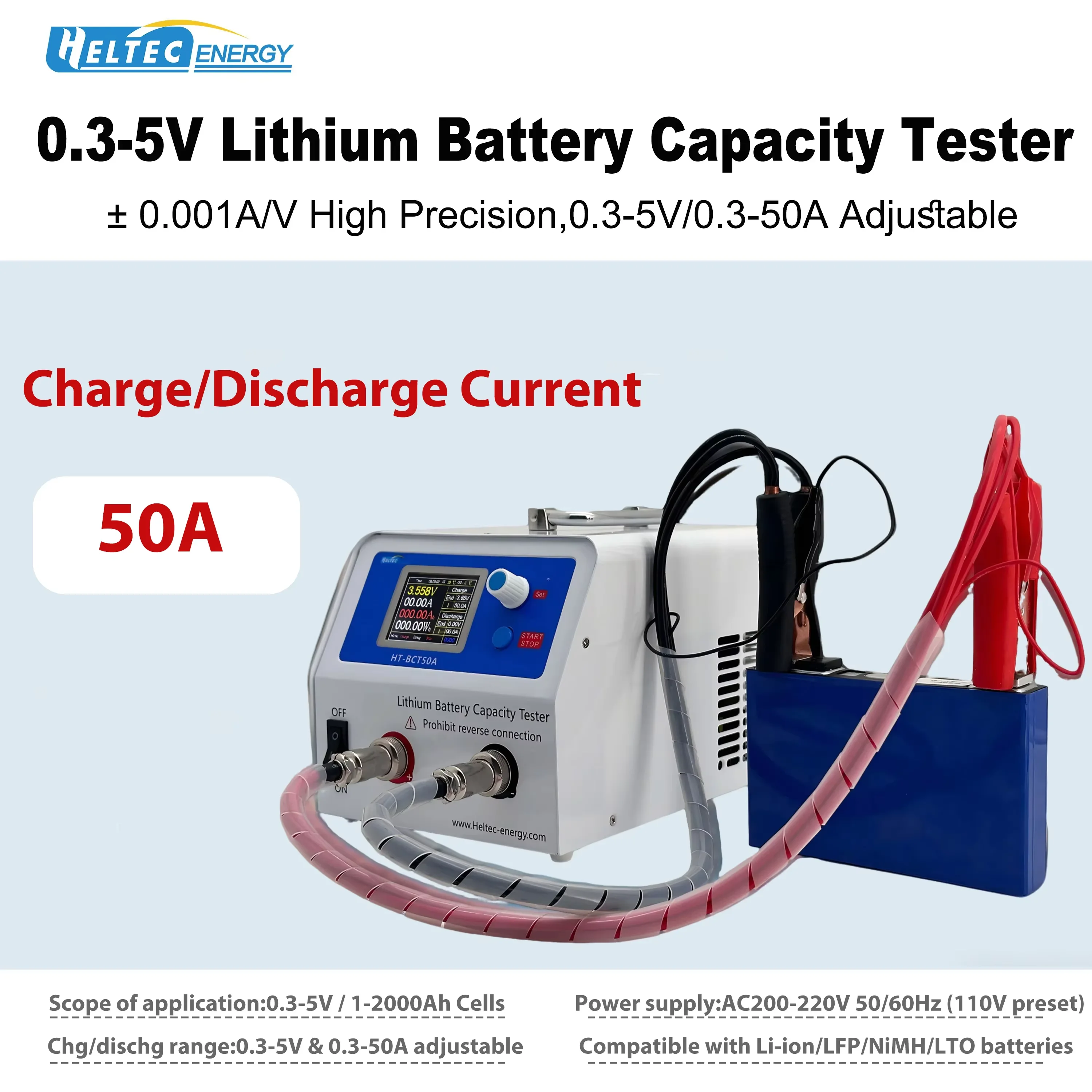 Heltec 5-120V 1-50A Discharge Battery Electronic Load/Capacity Tester for Lead-acid/NiMH/LiFePO4/NCM Batteries Electronic Tools