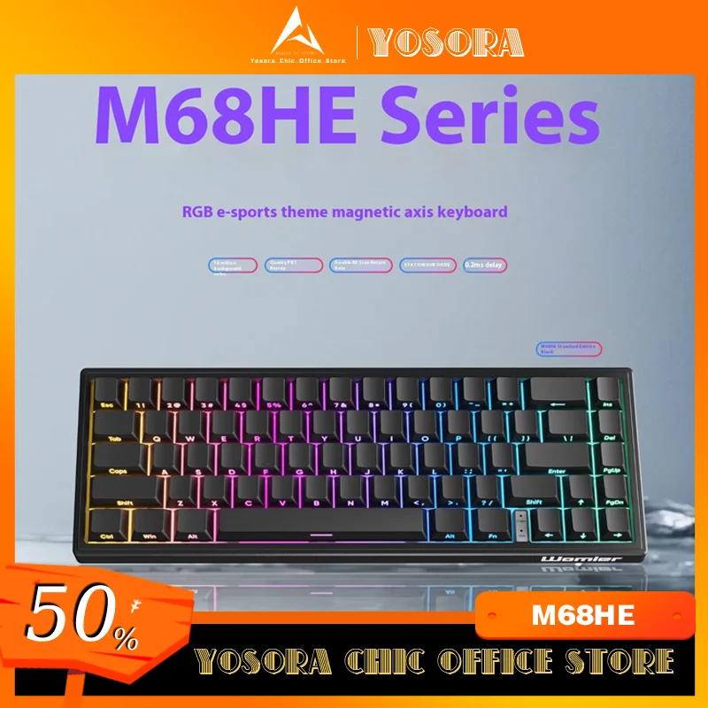 Womier M68 He Magnetic Swtich Gaming Keyboard 8k Rgb 0.125ms 0.04rt Hot Swap Contour E-Sport Driver Socd Latency Keyboard Custom