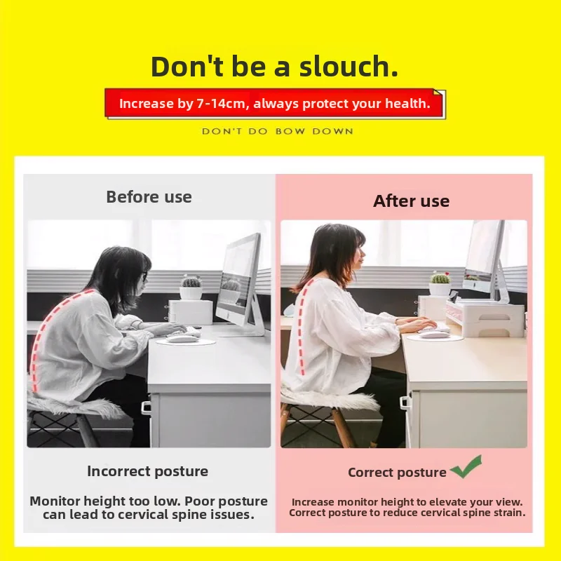

Double Layer Elevation Stand Desktop Cuter Monitor Display Base Office Laptop Desk Storage Ra No Installation Required