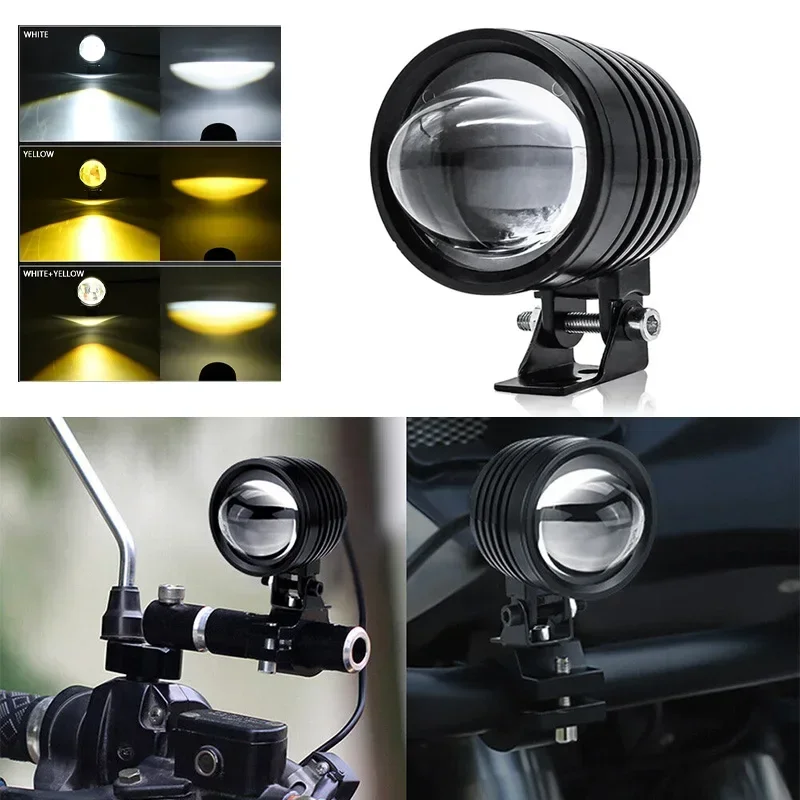 

1/2Pcs 12W Universal Motocycle Spotlight External Headlight High/Low Beam Auxiliary Lights LED Driving Fog Light Accessories