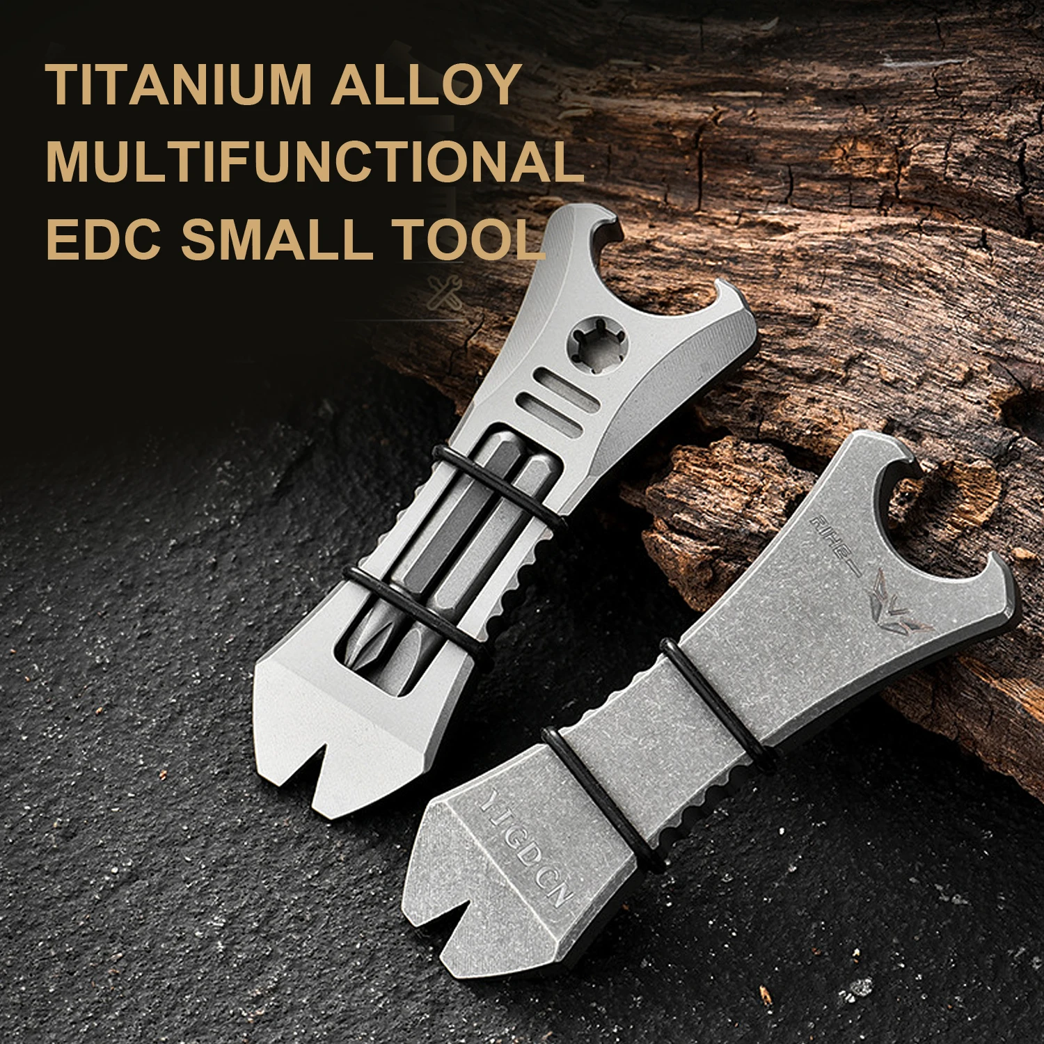 TC4 Titanium Alloy Multifunctional Mini Screwdriver, Wrench, Portable Bottle Opener For Outdoor Camping, EDC Small Tool,A1341