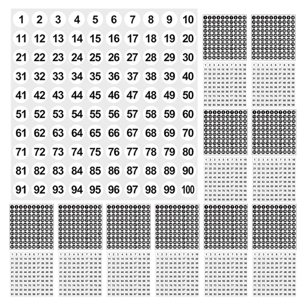 

5000pcs Numbered Label Stickers 1-100 Round 10Mm Self-Adhesive Waterproof For Inventory Office School Organization Mini Dot