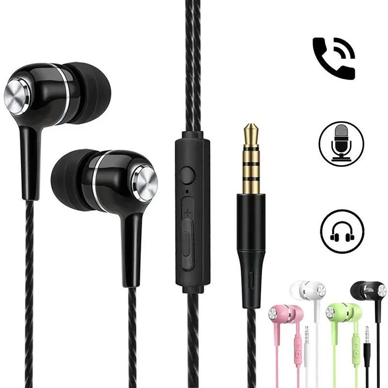 

Проводные наушники-вкладыши 3,5 мм, гарнитура, проводные наушники с микрофоном, бас, Hi-Fi стереонаушники, спортивные музыкальные наушники для телефона, ПК