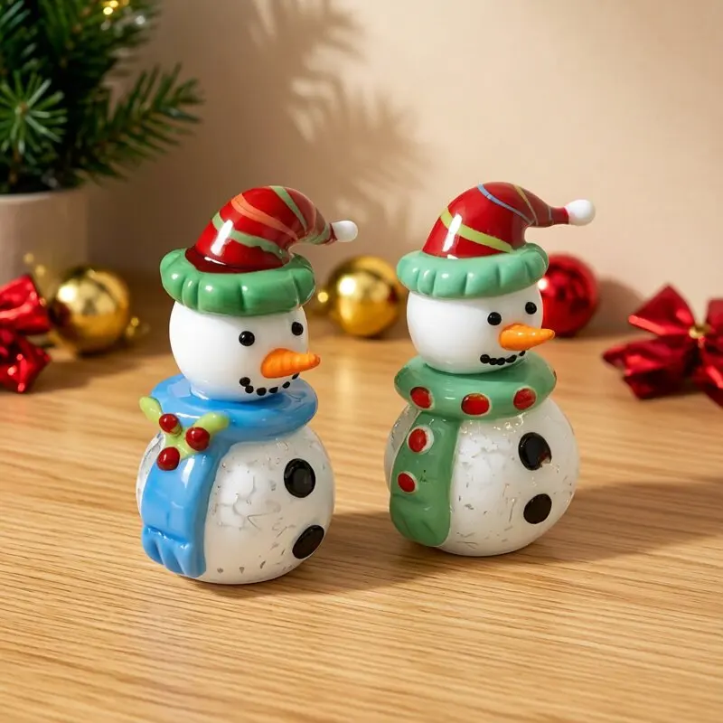 

Handmade Murano Glass Snowman Figurine Cute Home Desk Decor Collection Creative Christmas Ornament Holiday New Year Party Gift