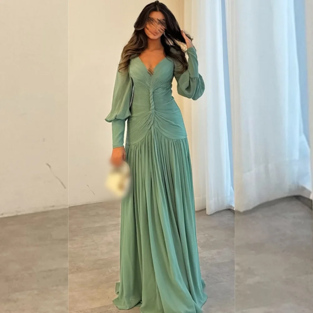 

Customized High Quality Chiffon Pleat A-line Sweetheart Long Dresses Bespoke Occasion Modern Style Simple