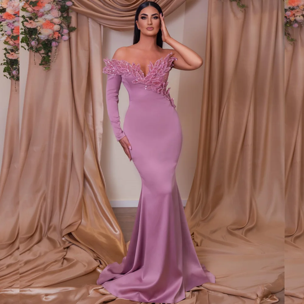 

High Quality Sparkle Exquisite Jersey Beading Quinceanera Mermaid One-shoulder Bespoke Occasion Gown Long Dresses