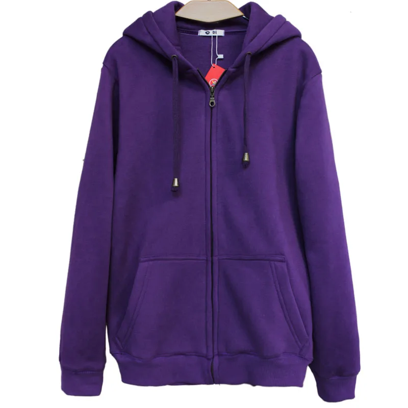 Fashion Hooded Cotton Coats Spring Hoodie Purple Cardigan Sweatshirts Women Clothing Autumn Winter Zipper Jackets Tops jp571