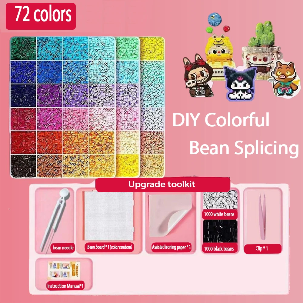 24/48/72/96 Colors Fuse Beads Kit For Kids, 5mm Melty Beads Craft Set With Iron & Accessories, DIY Pixel Art Toys For Creative G