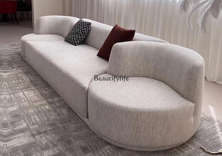 Italian Light Luxury Sofa Living Room 2023 New Straight Row Three-Seat Fabric Sofa