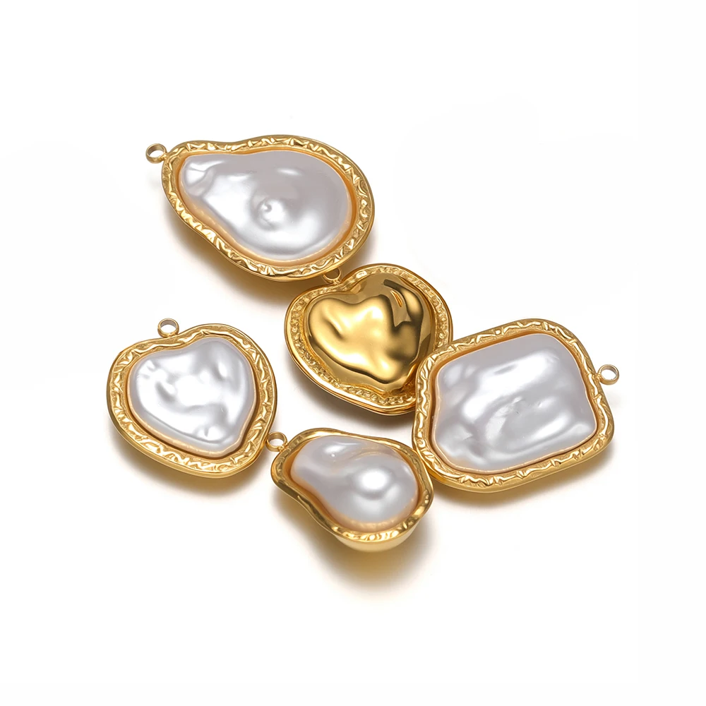 5Pcs Stainless Steel Pearls Star Heart Pendant for DIY Girls Necklaces Charms Earrings Making Jewelry Bracelet Accessories Bulk