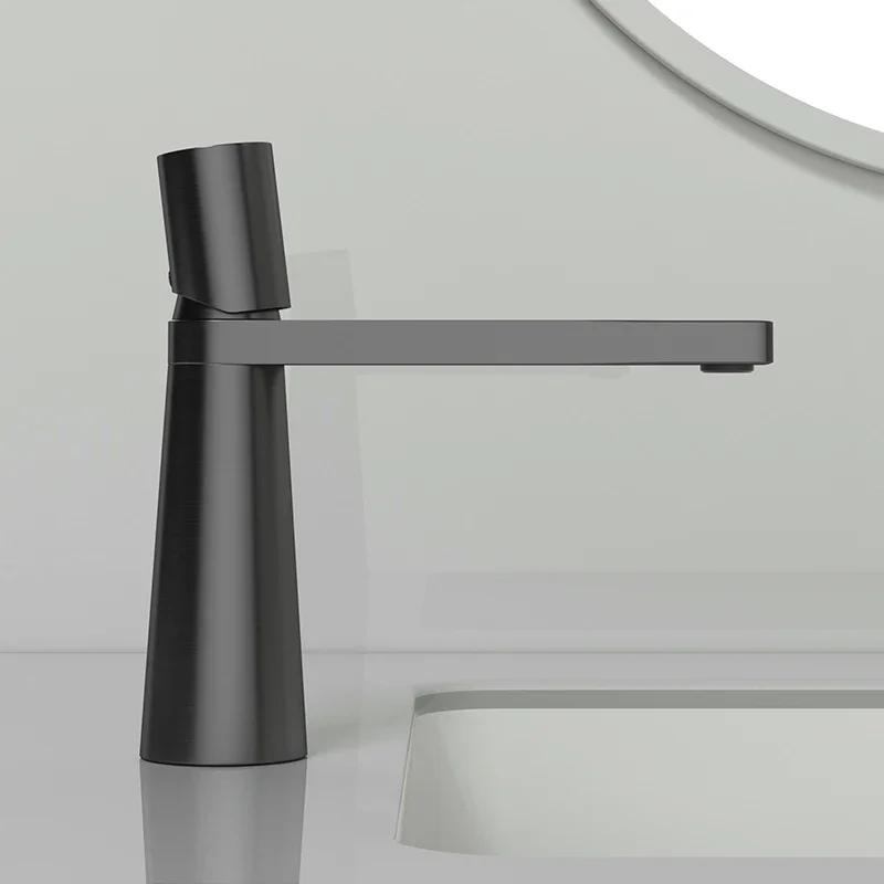 

Black Brass Sink Mixer Tap Hot Cold Bathroom Basin Faucet Deck Mounted Lavatory Crane Tap for Kitchen And Bath