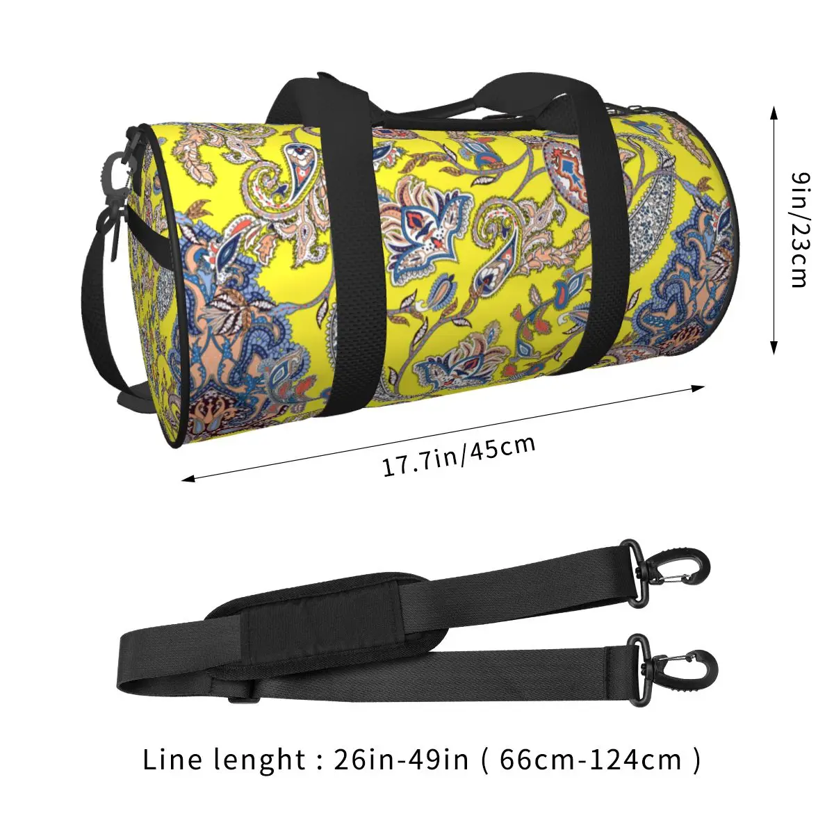 Floral Paisley Gym Bag Vitang Traditional Travel Sports Bags Men Custom Large Graphic Fitness Bag Outdoor Handbags