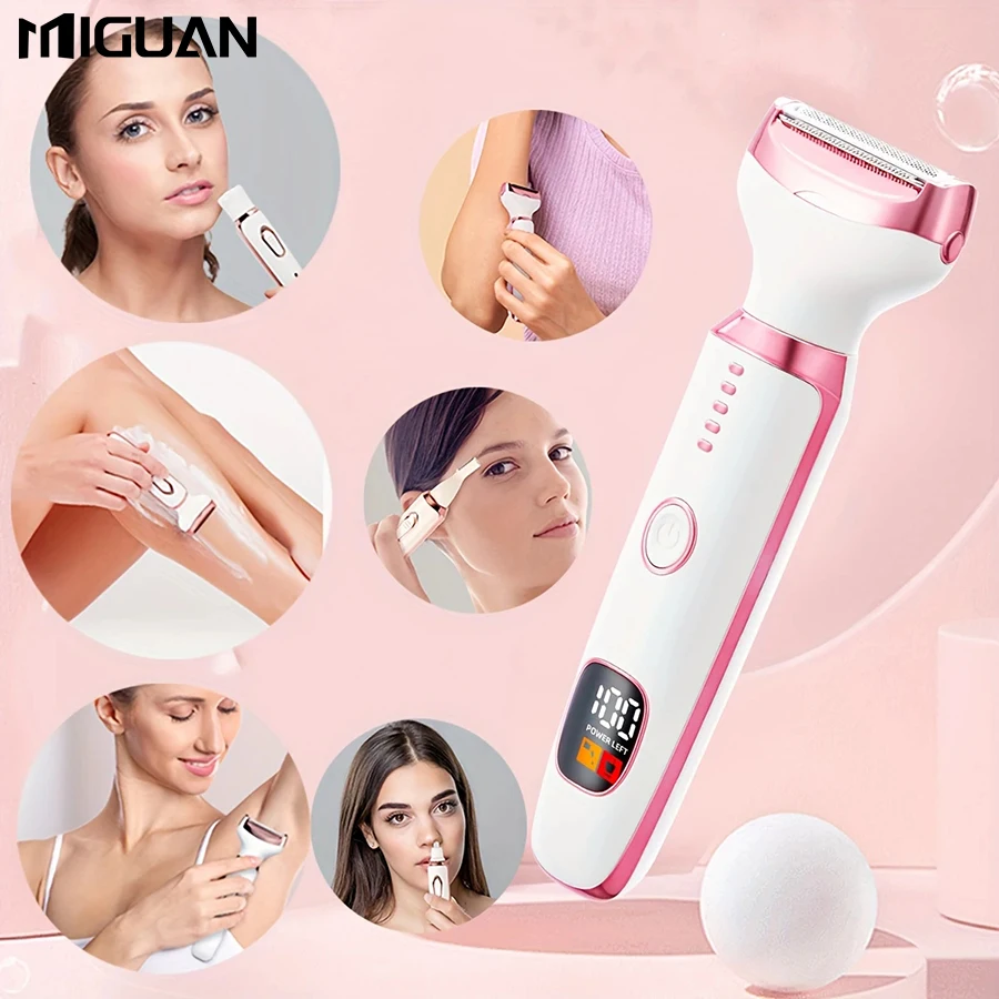Kit Perawatan Wanita Elektrik Multifungsi 4-in-1 |   Alat Cukur Tubuh, Pemangkas Alis, Pemotong Rambut Hidung |   Pengganti yang Dapat Dilepas