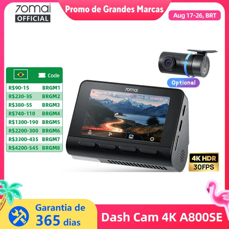 Câmera Veicular (Dash Cam) 70mai 4K Dash Cam A800SE 🆘