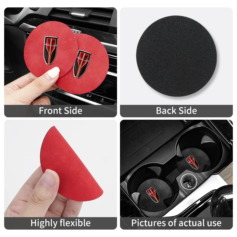 2PCS Car Coaster Sheepskin Waterproof Cup Holder Mats For Hongqi H9 HS5 H5 H7 E-HS9 E115 HS7 LS7 2021 2022 2023 Accessories