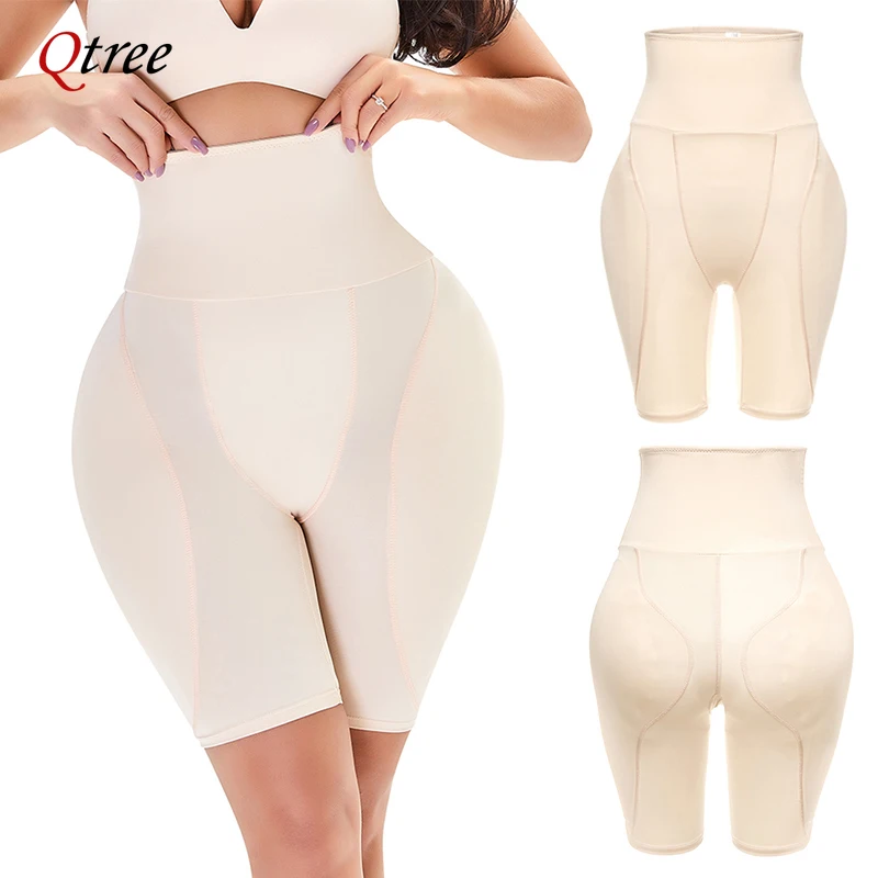 Qtree Women Hip Pads High Waist Panties Shapewear Tummy Shaper Fake Ass Butt Lifter Booty Enhancer Buttock Shorts Thigh Trimmer