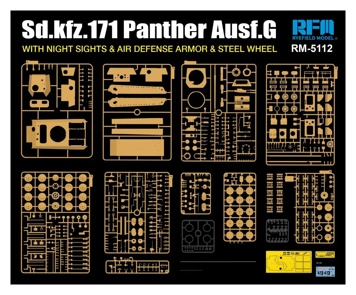 ライフィールドモデルスケールキット、ドイツ中戦車、sd.kfz.171パンサー、ausf.gアセンブリ、rfm、RM-5112、1:35