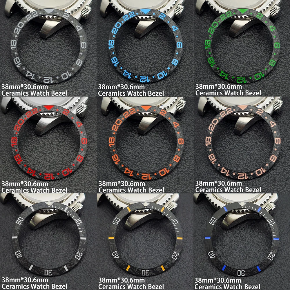 38mm*30.6mm Schräger Keramik-Uhrenlünette Uhrengehäuse Ersatz-Zubehör Taucher GMT Imitations-Kohlefaser-Textur Ring Uhren Herren – Detail 1