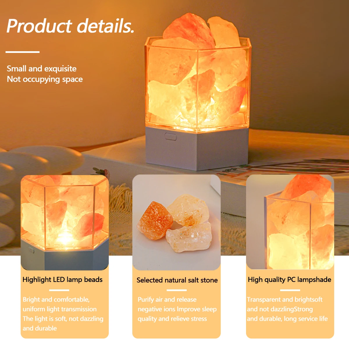 USB Natural Himalayan Salt Light Bedroom Cafe Bar Birthday Christmas Party Decoration Led Lava Atmosphere Night Light Gift Light