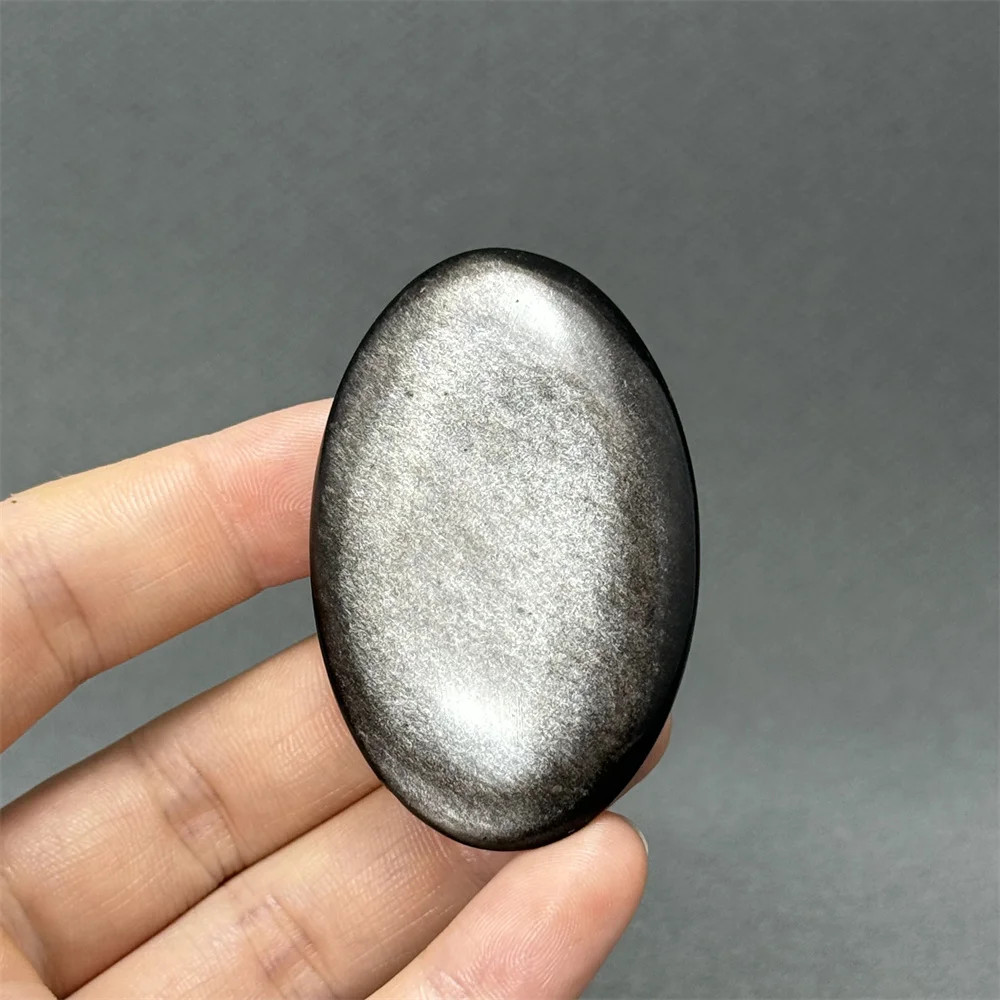 Natural Gemstone Silver Obsidian Palm Play Quartz Mineral Beauty Reiki Treatment Meditation Gemstone Home Decor Holiday Gift