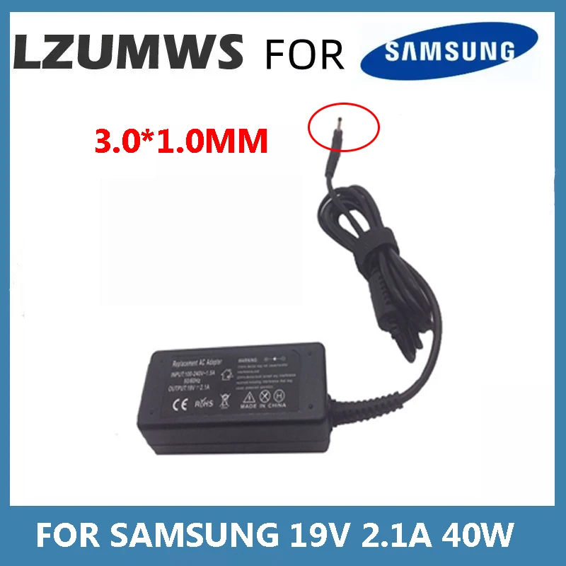 

19V 2.1A 40W 3.0*1.0MM Power Supply For Laptop AC Adapter Charger For Samsung NP530U3C NP530U3B NP535U3C NP54 Notebook