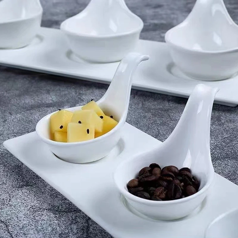 白いセラミックキャビアソースプレート,クリエイティブな食器,ショートハンドルのデザート,寿司料理,キッチン食器アクセサリー