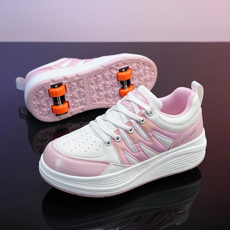 New Style Fashion 4 Wheel Children Roller Skates Sneakers Pink Purple Kid Boy Girls Teenager Roller Inline Skate Shoes 708