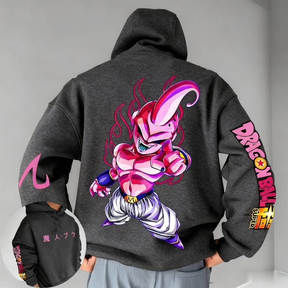 سترة دراغون بول بو كبيرة الحجم ممتعة للزوجين الأمريكيين مع قلنسوة للخريف والشتاء للرجال والنساء سترة فضفاضة متعددة الاستخدامات للوالدين والطفل