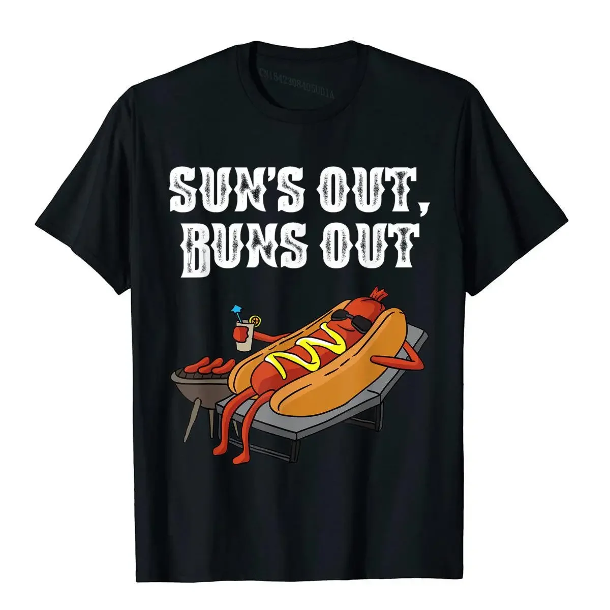 Suns Out Hot Dog Buns Out Funny Sausage BBQ Food Lover Gift T-Shirt Top T-Shirts Tops Shirt Brand Cotton Gothic Family Men