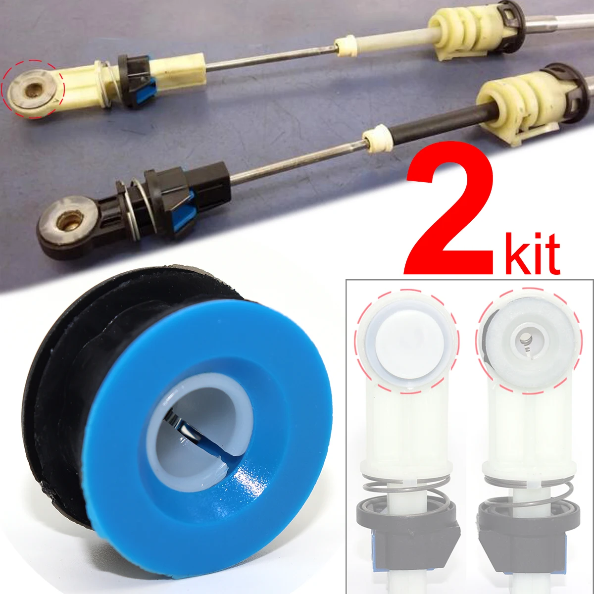 

2Kit Upgrade MT Gear Shift Cable Linkage End Rod Bushing Lever Selector Connector Grommet Repair For Chevrolet Vectra 2009-2016