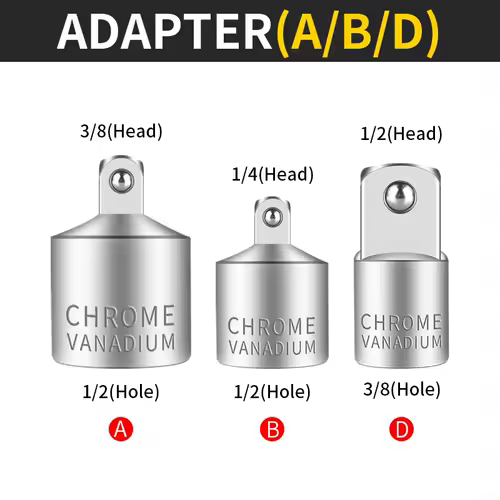 Onnfang Socket Adapter Drive Head Ratchet Wrench 1/2 3/8 1/4 CR-V Chrome Vanadium Steel for Car Bicycle Garage Home Repair Tools - Image 11