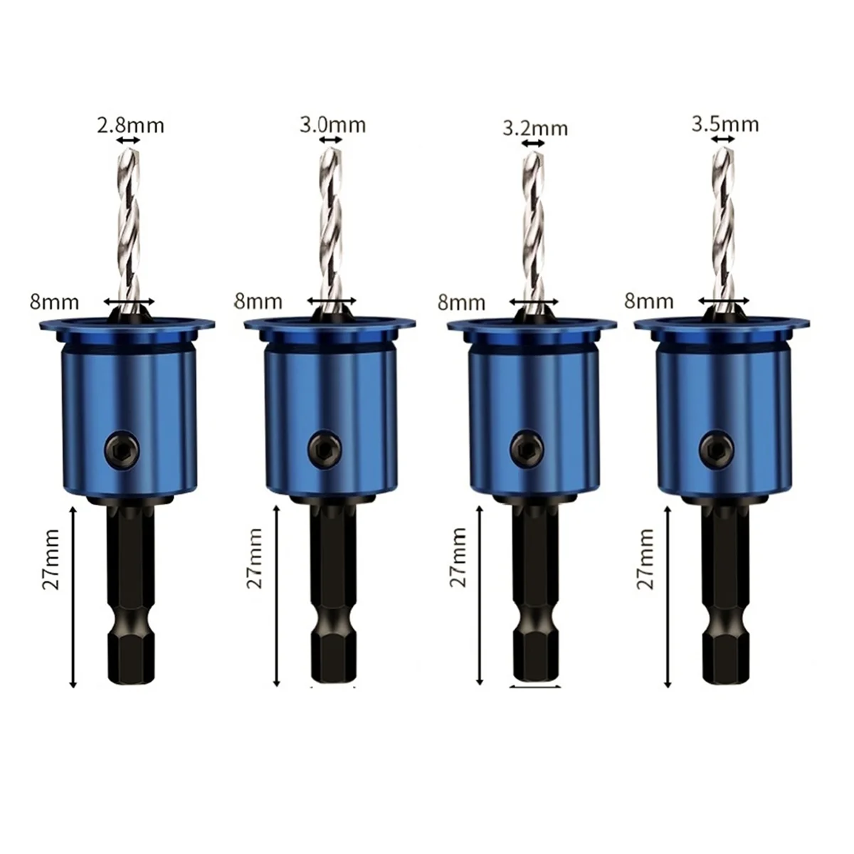 8mm Shank Countersunk Drill Bit Alloy Core Limiter Countersink Drill Router Bit Woodworking Drilling Pilot