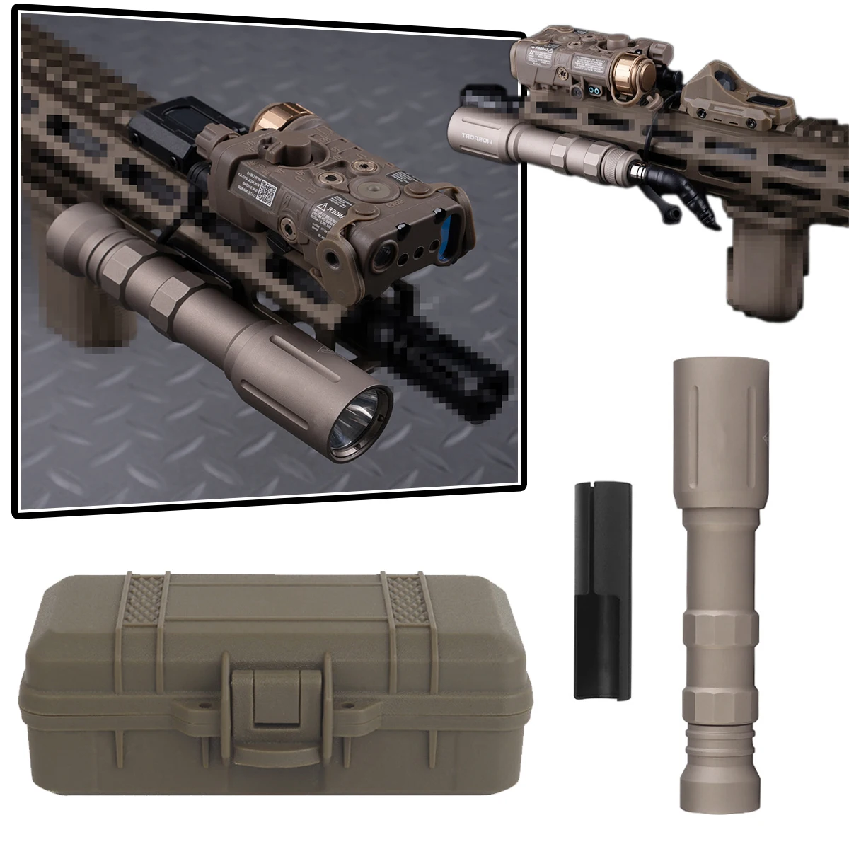 Tactical Strong Light Flashlight with Protective Box 800 Lumens Portable Alloy Weapo Light for Airsoft Shooting Outdoor Hunting