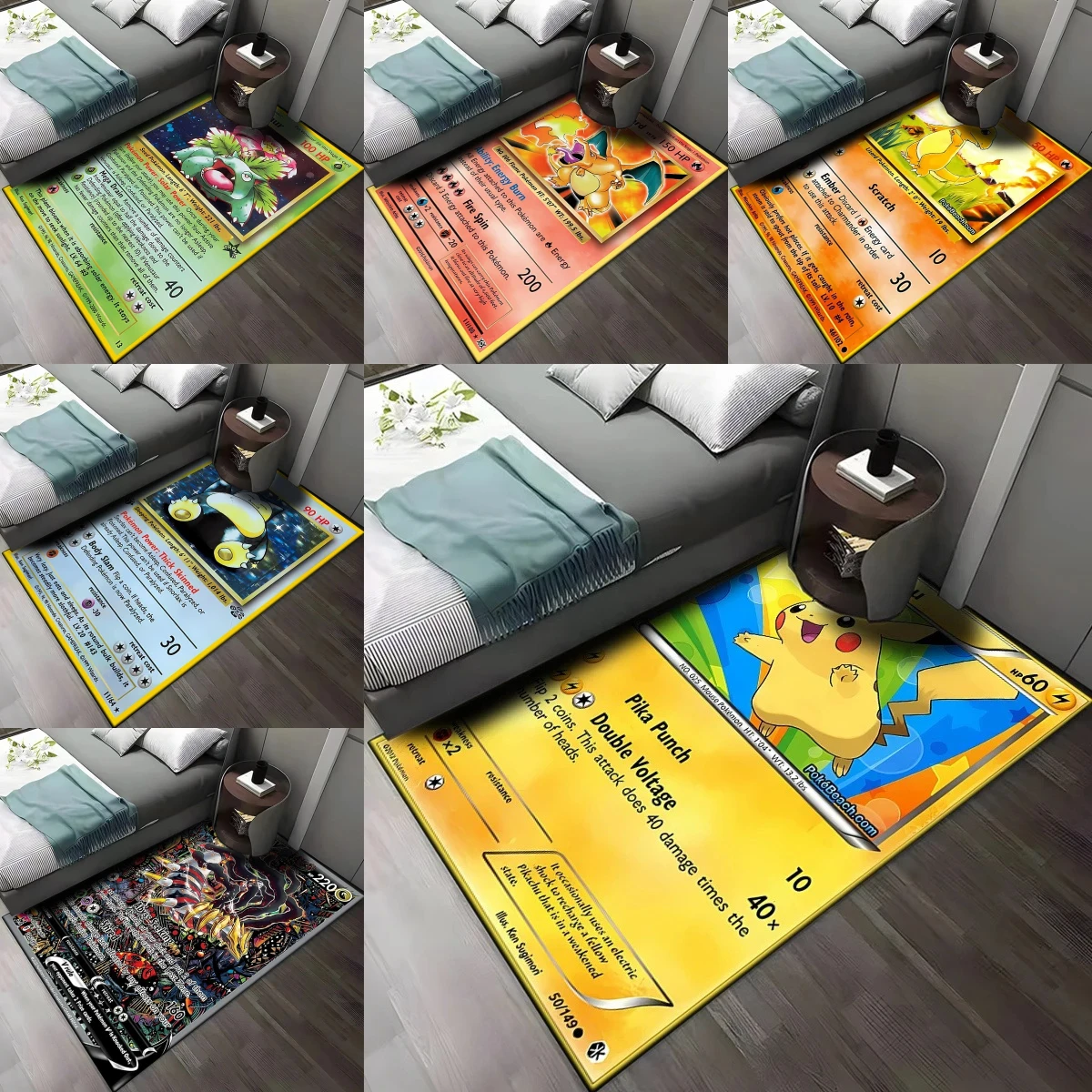 

MINISO Japanese Anime Pocket Monster Carpet Charmander Pikachu Cartoon Pattern Floor Mat Anti Slip Chair Lounge Kid's Room Rug