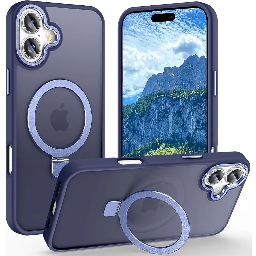 

Magnetic for iPhone 17 Case with Ring Stand [10 FT Drop Protection] [Veety Touch] Slim Translucent Matte Back Shockproof Phone
