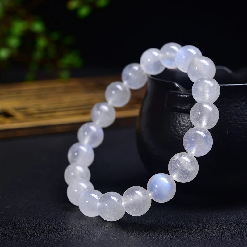 

10MM Natural Blue Moon Stone Bracelet Women Reiki Healing Strand Bangles Jewelry For Female Gift 1PCS