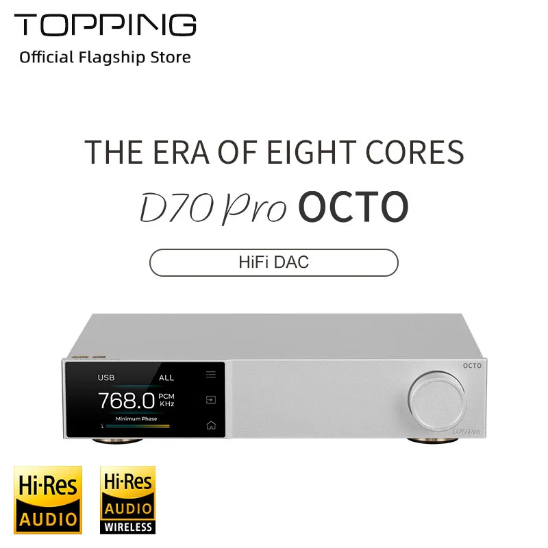 TOPPING D70Pro OCTO HIFI DAC 8x CS43198 DAC Chip Hi-res Wireless Audio Decoder XMOS XU316 Bluetooth 5.1 LDAC RCA/XRL Output