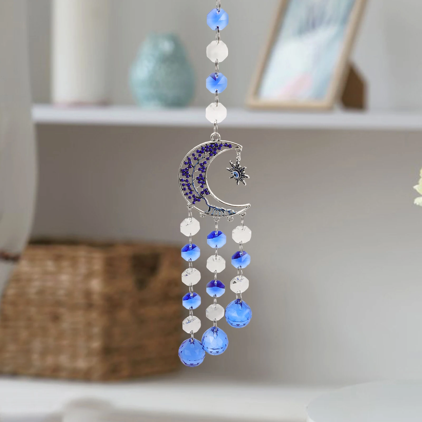

Crystal Wind Chime Decoration Prisms Hanging Crystals Pendant Suncatcher Home Ball Small Window Ornament Elegant Moon Design